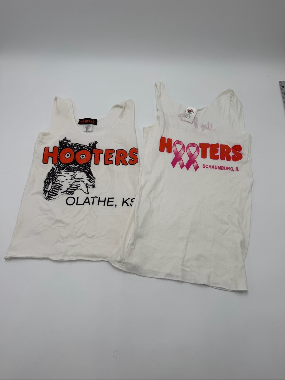 Vintage Hooters Tank Tops Lot of 2 XS Small Employee Uniform Y2K Graphic
